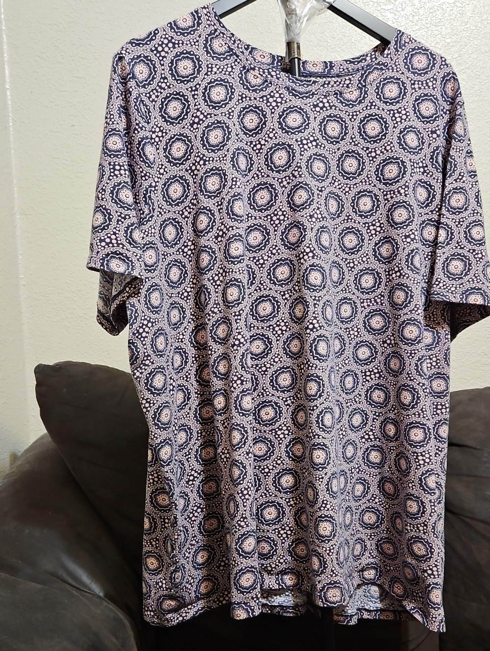 Lane Bryant Navy and Pink Medallion Short-Sleeve Tee